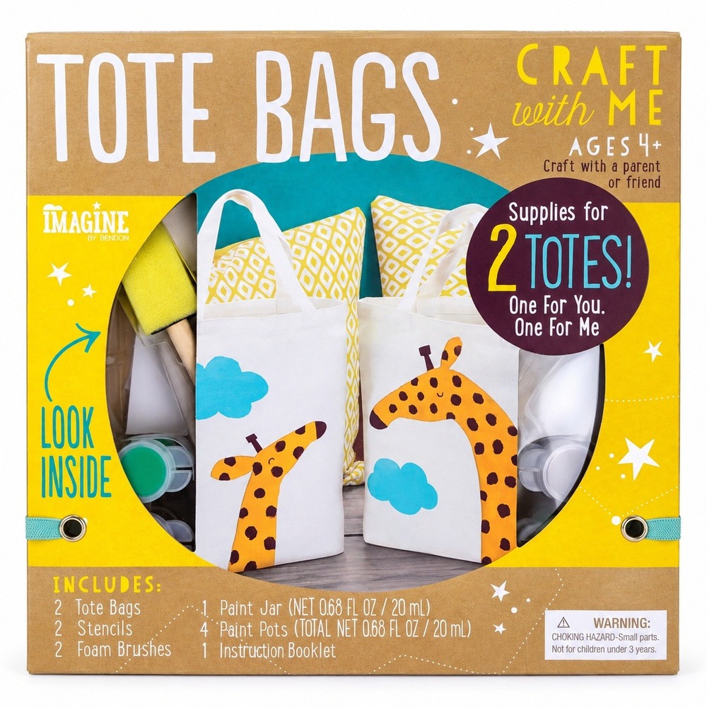 Imagine by Bendon Craft With Me Tote Bag Painting Kit Kids Ages 4+ Giraffe NEW